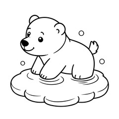 Cute vector illustration Polarbear drawing for kids colouring activity