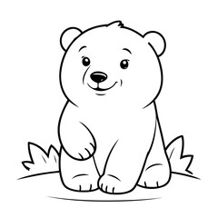 Obraz premium Cute vector illustration polarbear drawing for kids colouring page
