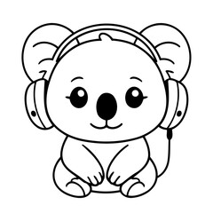 Cute vector illustration Koala for toddlers colouring page