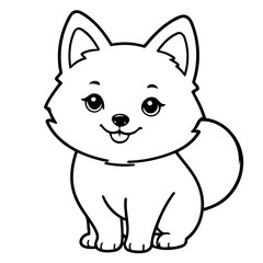 Cute vector illustration Pomsky for kids colouring worksheet