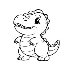 Simple vector illustration of TRex hand drawn for kids page