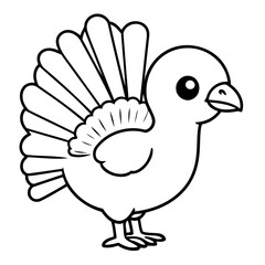 Cute vector illustration Turkey drawing for kids colouring activity