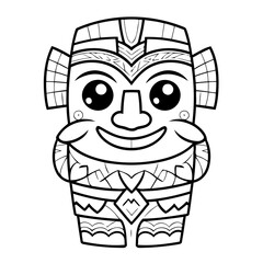 Vector illustration of a cute Tikiidol doodle for kids coloring worksheet
