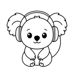 Simple vector illustration of Koala drawing for kids page