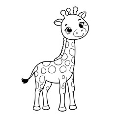 Cute vector illustration giraffe drawing for children page