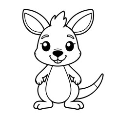 Vector illustration of a cute Kangaroo drawing for children page