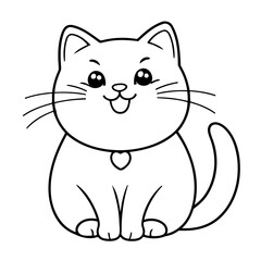 Cute vector illustration Cat drawing for kids colouring activity