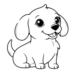 Cute vector illustration Dachshund drawing for kids colouring activity
