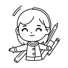 Vector illustration of a cute Artist drawing colouring activity