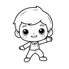 Cute vector illustration Boy for toddlers colouring page