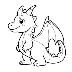 Cute vector illustration Dragon for kids colouring page