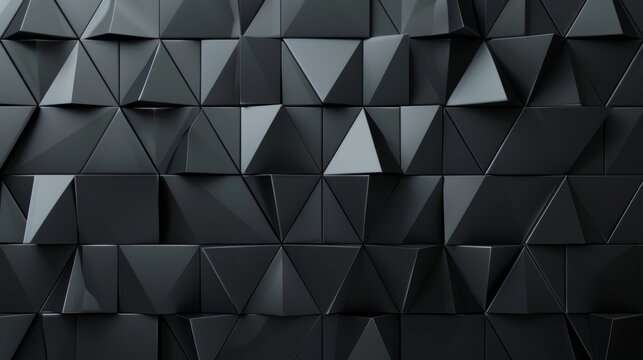 3d blocks on black triangular tiles. modern futuristic background