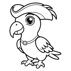 Cute vector illustration pirateparrot for kids colouring page