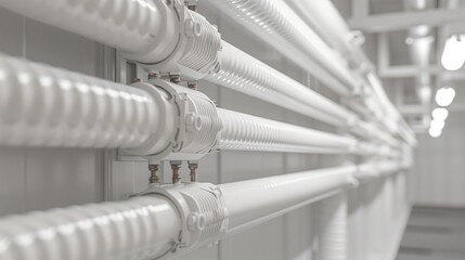 White Insulated Electrical Conduit System, Highlighting Industrial Safety Standards