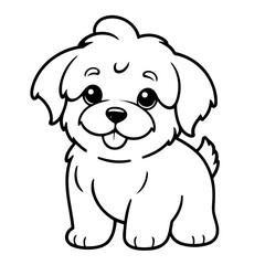 Fototapeta premium Simple vector illustration of Havanese for toddlers colouring page