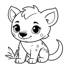 Vector illustration of a cute Hyena doodle for children worksheet