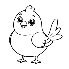Cute vector illustration Bird drawing for toddlers colouring page