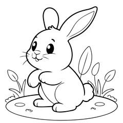 Vector illustration of a cute rabbit drawing for children page