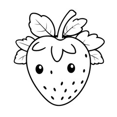 Cute vector illustration Strawberry doodle colouring activity for kids
