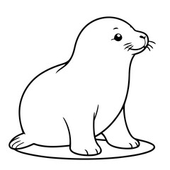 Simple vector illustration of Seal hand drawn for kids page