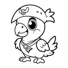 Cute vector illustration pirateparrot drawing for children page