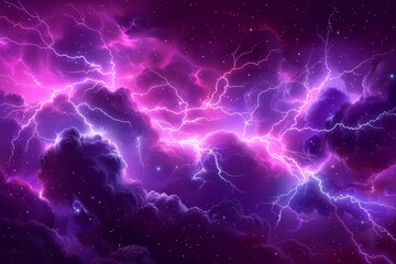 Electric Purple Sky Filled With Lightning