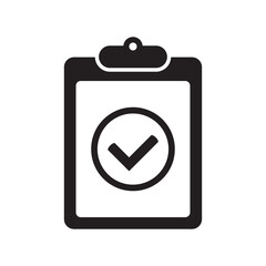 Approval check mark icon, clipboard with checkmark icon.