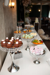 Tasty wedding table and cake