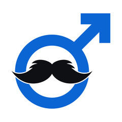 Male man icon symbol with a moustache isolated