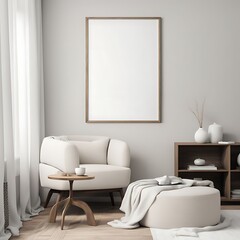  Frame mockup, Living room wall poster mockup. Interior mockup with house background. Modern interior design. 3D render 