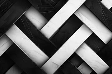 Bold black and white patterns intersecting and overlapping in a modern and minimalist composition, creating a striking visual contrast.