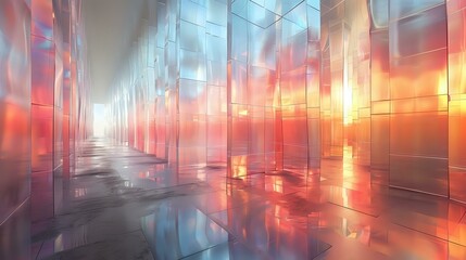 Naklejka premium Digital Innovation: Reflective Surfaces with a Futuristic Arrangement