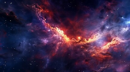 Fototapeta premium Cosmic nebula wave with a dust of stars in pink and blue background