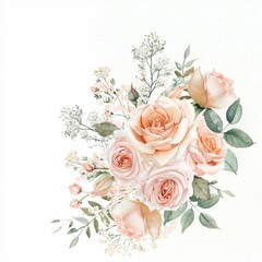 Soft watercolor floral bouquet on the lower right corner 