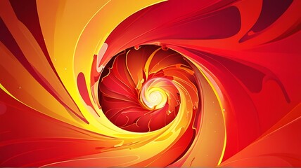 Radiant Swirls A Dynamic Abstract Artwork Bursting with Red and Yellow Hues