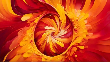 Radiant Swirls A Dynamic Abstract Artwork Bursting with Red and Yellow Hues