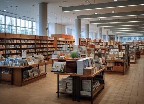 library with books on the shelves and a book