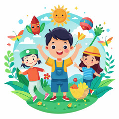 Happy world childrens day illustration 