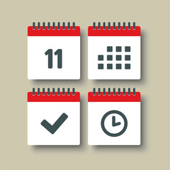 Icon page calendar - 11 day, agenda, timer, done