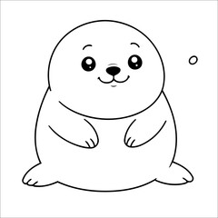 Seal Coloring Page Drawing For Kids