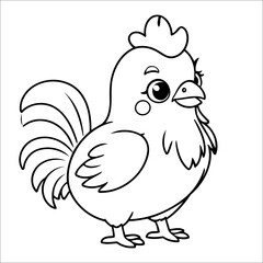 Rooster Coloring Page Drawing For Children