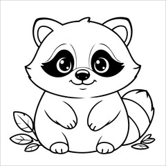 Fototapeta premium Raccoon Coloring Page Drawing For Toddlers