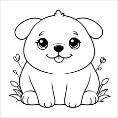 Obraz premium Puppy Coloring Page Drawing For Kids