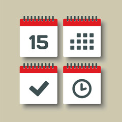Icon page calendar - 15 day, agenda, timer, done