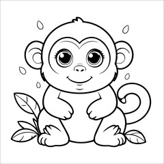 Obraz premium Monkey Coloring Page Drawing For Children