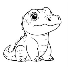 Komodo Coloring Page Drawing For Children