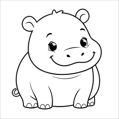 Hippo Coloring Book Drawing For Toddlers