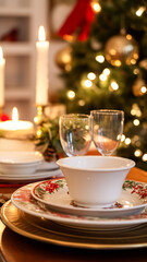 Dishware and crockery set for winter holiday family dinner, Christmas homeware decor for holidays in the English country house, gift set and home styling inspiration