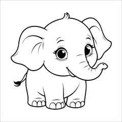 Elephant Coloring Page Drawing For Toddlers