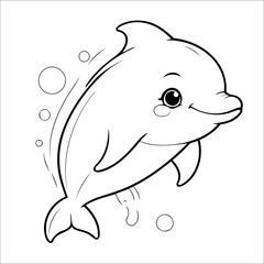Dolphin Coloring Page Drawing For Toddlers